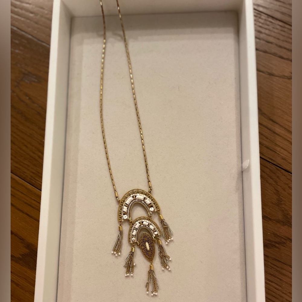 Stella & Dot White and Gold Long Necklace